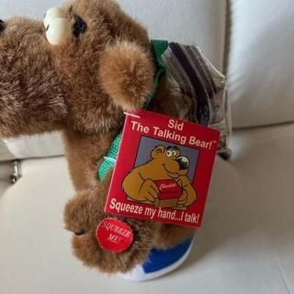 Sid the Talking Bear Plush with Backpack and Chocolate Toy - Picture 1 of 2